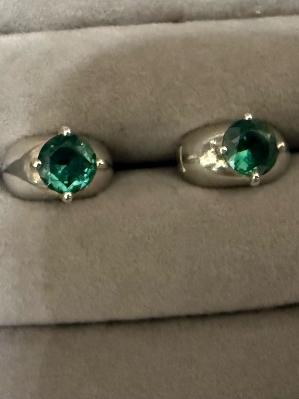 Pandora Sterling Silver Bracelet Clip Charms with Deep Green Stones. Set of 2